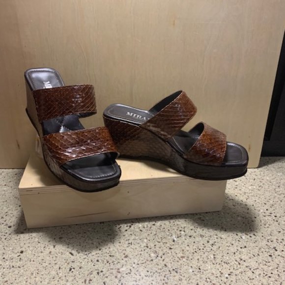 Wedge Sandal Leather Mirabo Made in Italy Size 6 - Picture 7 of 8